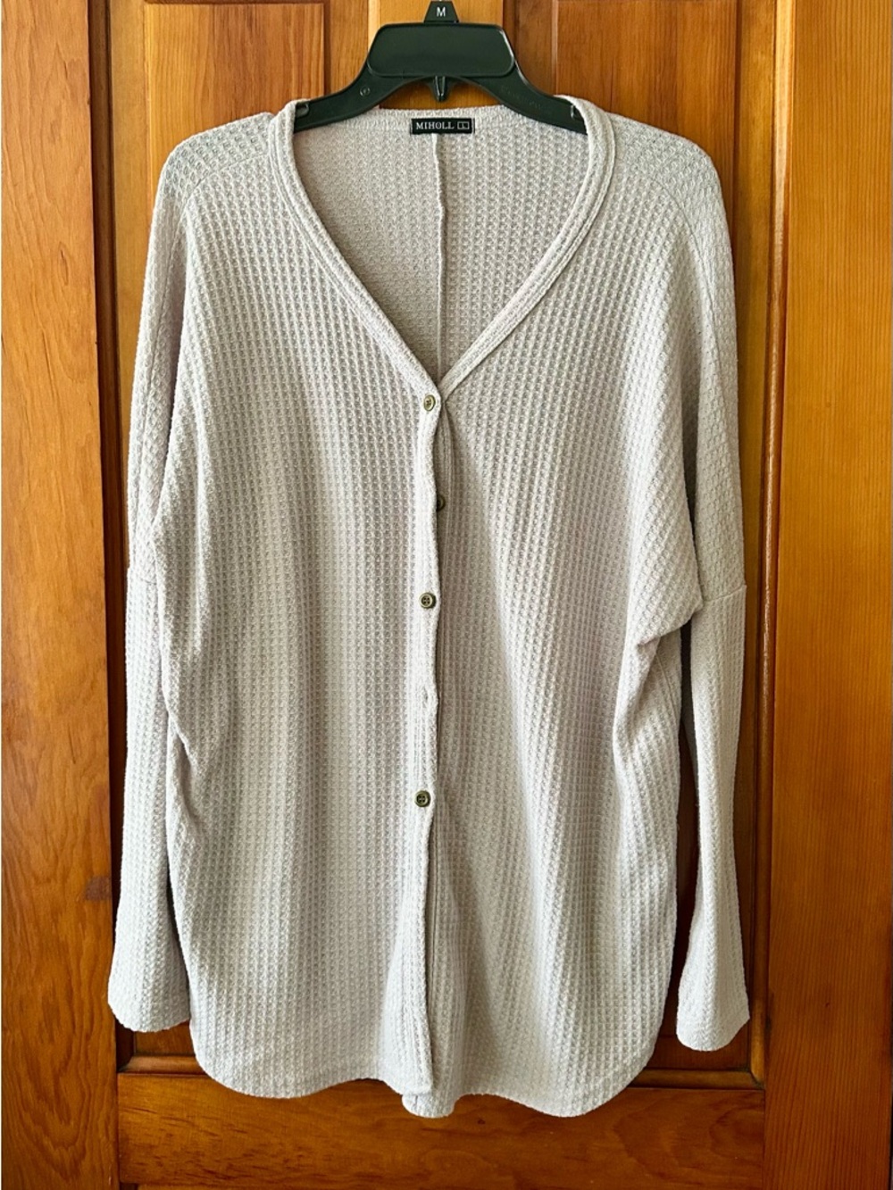 MIHOLL Waffle-Knit Button Front Cardigan